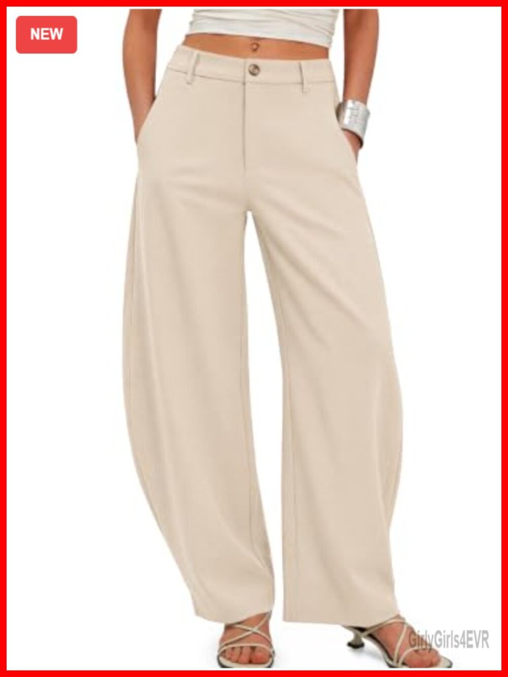Barrel Leg Dress Pants High Waisted Wide Leg Work Trousers Pleated Palazzo